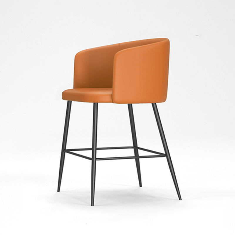 Modern Bar Stool Leather Backrest Bar Stools for Dining Room with Metal Legs