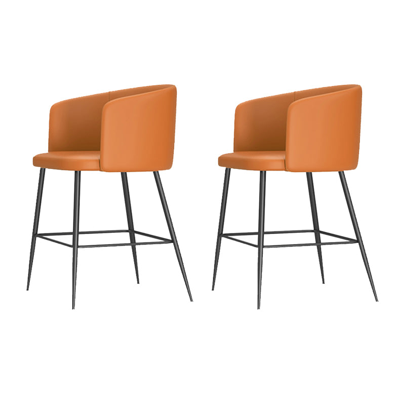 Modern Bar Stool Leather Backrest Bar Stools for Dining Room with Metal Legs