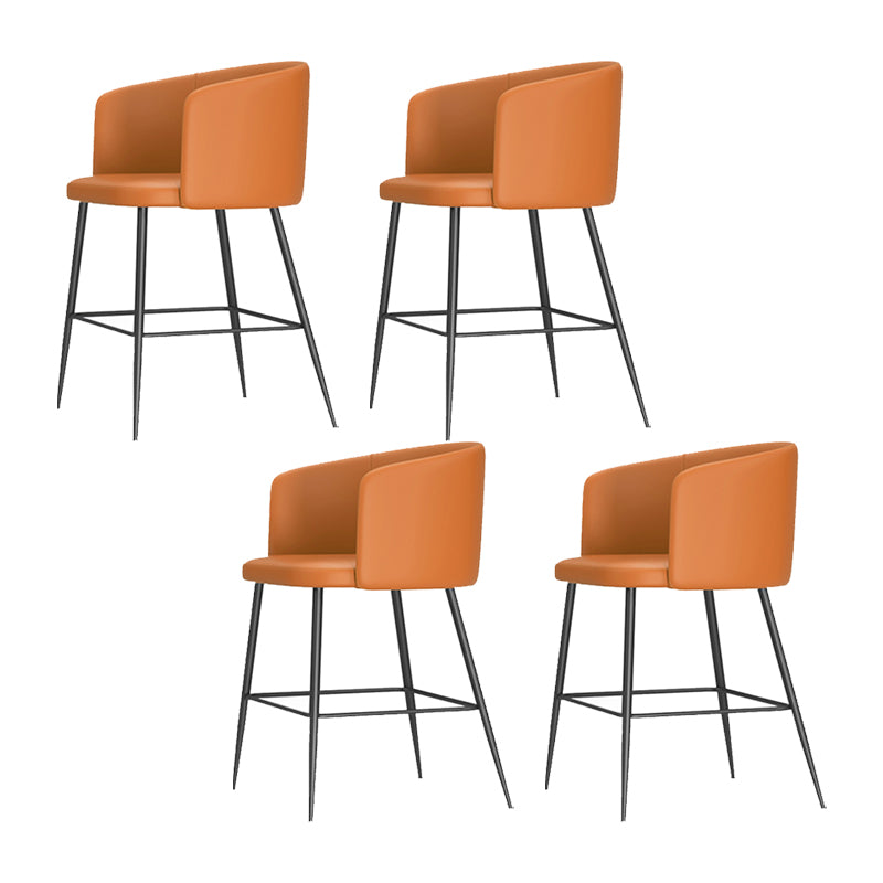 Modern Bar Stool Leather Backrest Bar Stools for Dining Room with Metal Legs