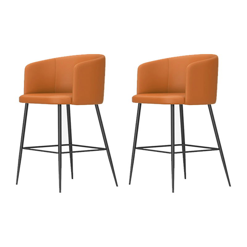 Modern Bar Stool Leather Backrest Bar Stools for Dining Room with Metal Legs