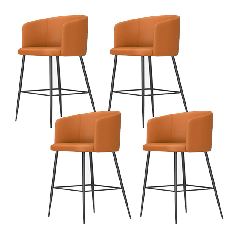 Modern Bar Stool Leather Backrest Bar Stools for Dining Room with Metal Legs