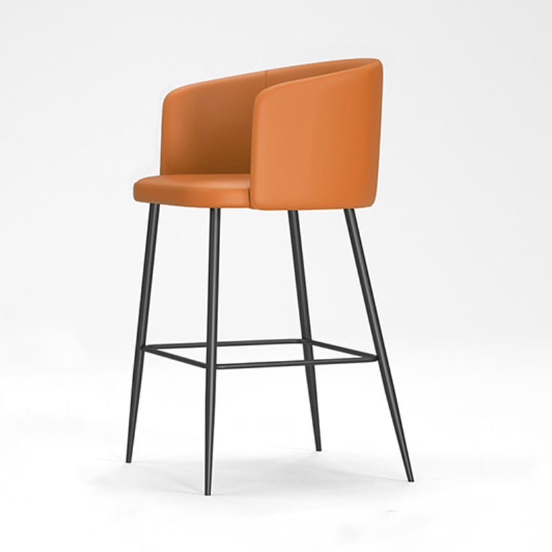 Modern Bar Stool Leather Backrest Bar Stools for Dining Room with Metal Legs