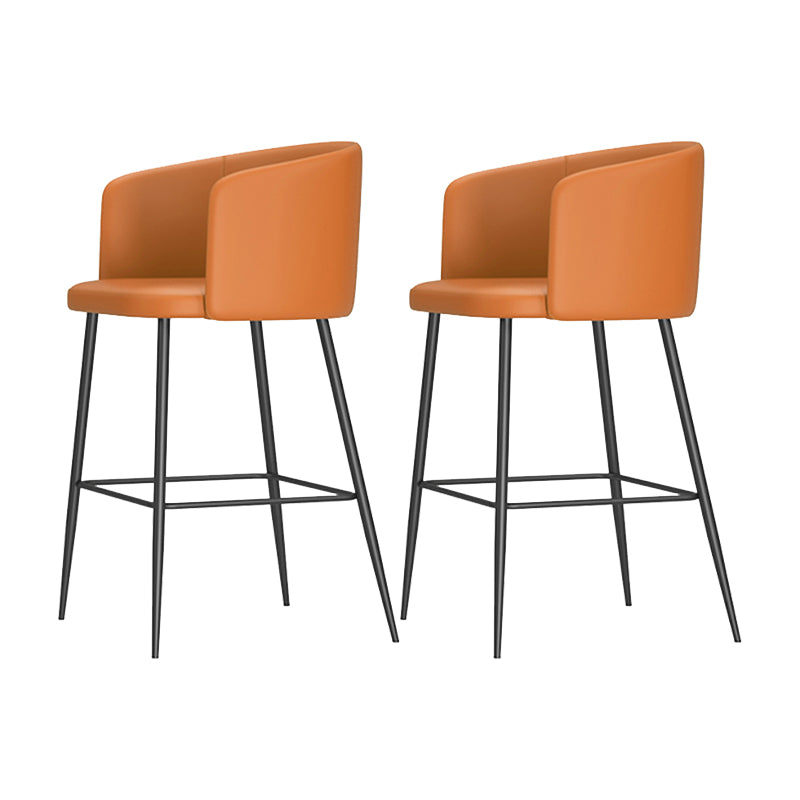 Modern Bar Stool Leather Backrest Bar Stools for Dining Room with Metal Legs