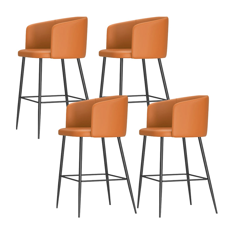Modern Bar Stool Leather Backrest Bar Stools for Dining Room with Metal Legs