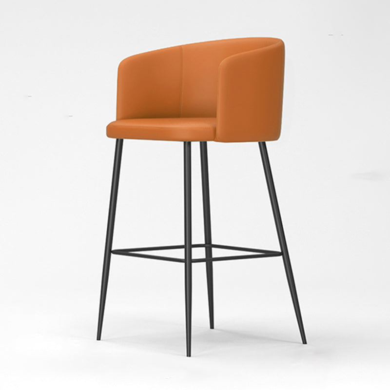 Modern Bar Stool Leather Backrest Bar Stools for Dining Room with Metal Legs