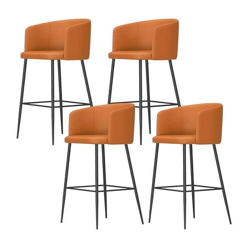 Modern Bar Stool Leather Backrest Bar Stools for Dining Room with Metal Legs