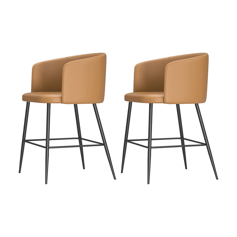 Modern Bar Stool Leather Backrest Bar Stools for Dining Room with Metal Legs
