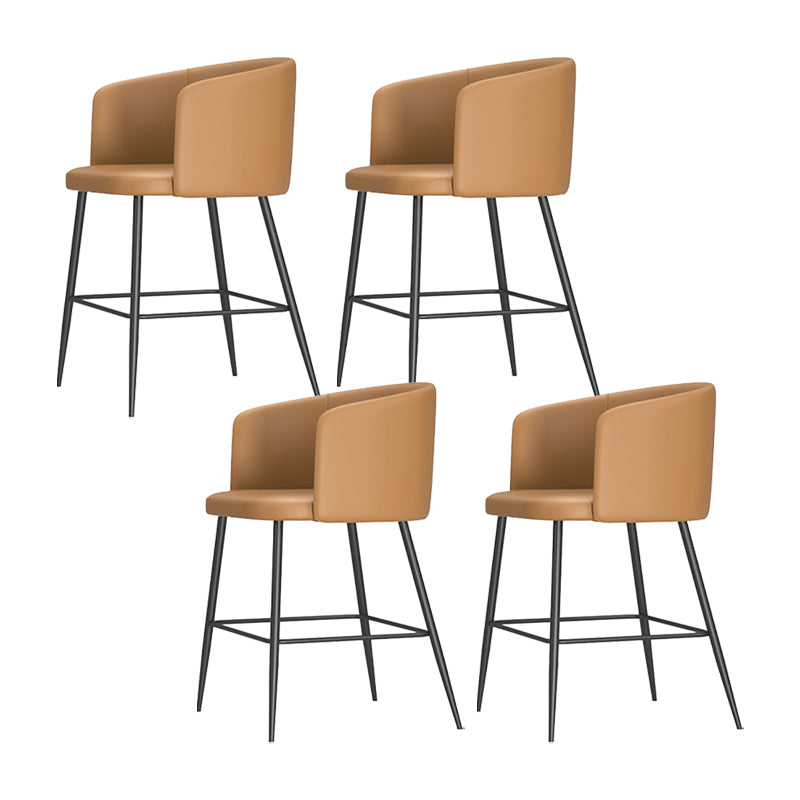 Modern Bar Stool Leather Backrest Bar Stools for Dining Room with Metal Legs