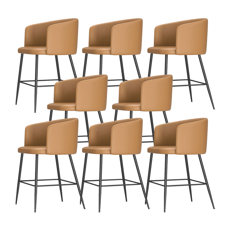 Modern Bar Stool Leather Backrest Bar Stools for Dining Room with Metal Legs