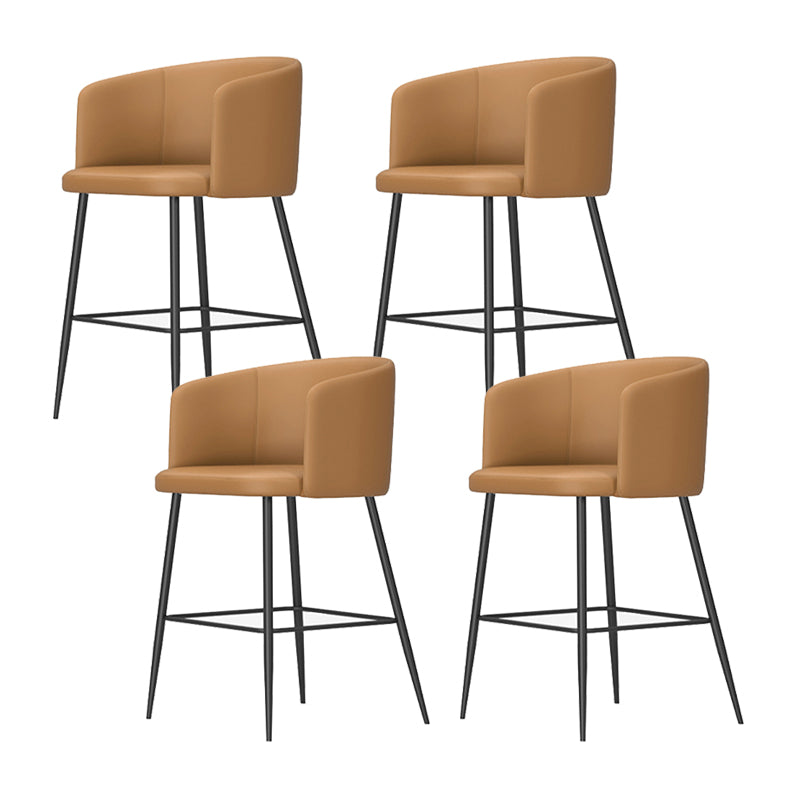 Modern Bar Stool Leather Backrest Bar Stools for Dining Room with Metal Legs