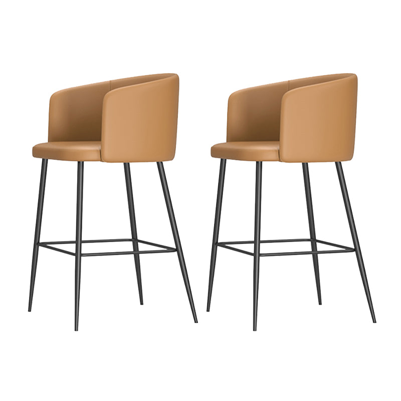 Modern Bar Stool Leather Backrest Bar Stools for Dining Room with Metal Legs