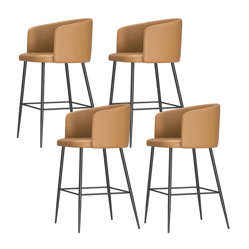 Modern Bar Stool Leather Backrest Bar Stools for Dining Room with Metal Legs