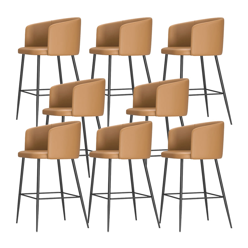 Modern Bar Stool Leather Backrest Bar Stools for Dining Room with Metal Legs