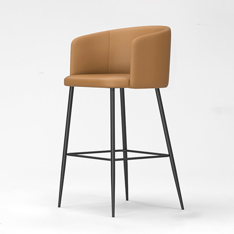 Modern Bar Stool Leather Backrest Bar Stools for Dining Room with Metal Legs