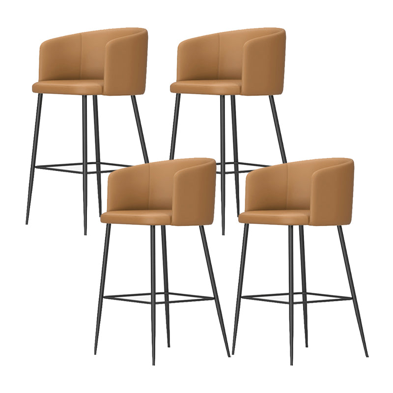 Modern Bar Stool Leather Backrest Bar Stools for Dining Room with Metal Legs