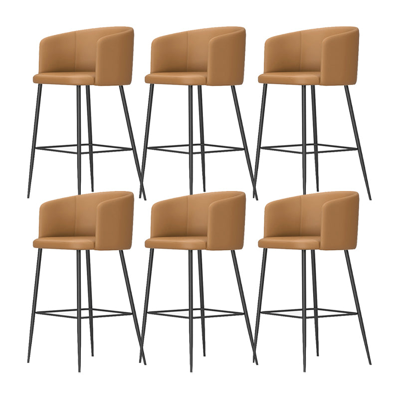 Modern Bar Stool Leather Backrest Bar Stools for Dining Room with Metal Legs