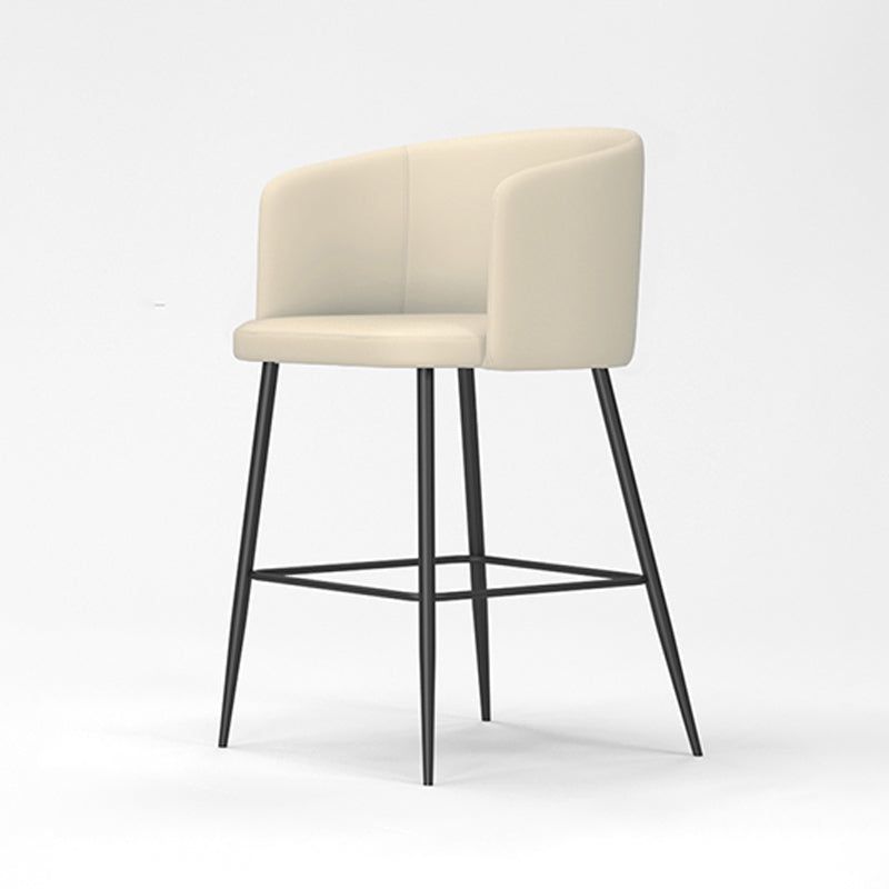 Modern Bar Stool Leather Backrest Bar Stools for Dining Room with Metal Legs