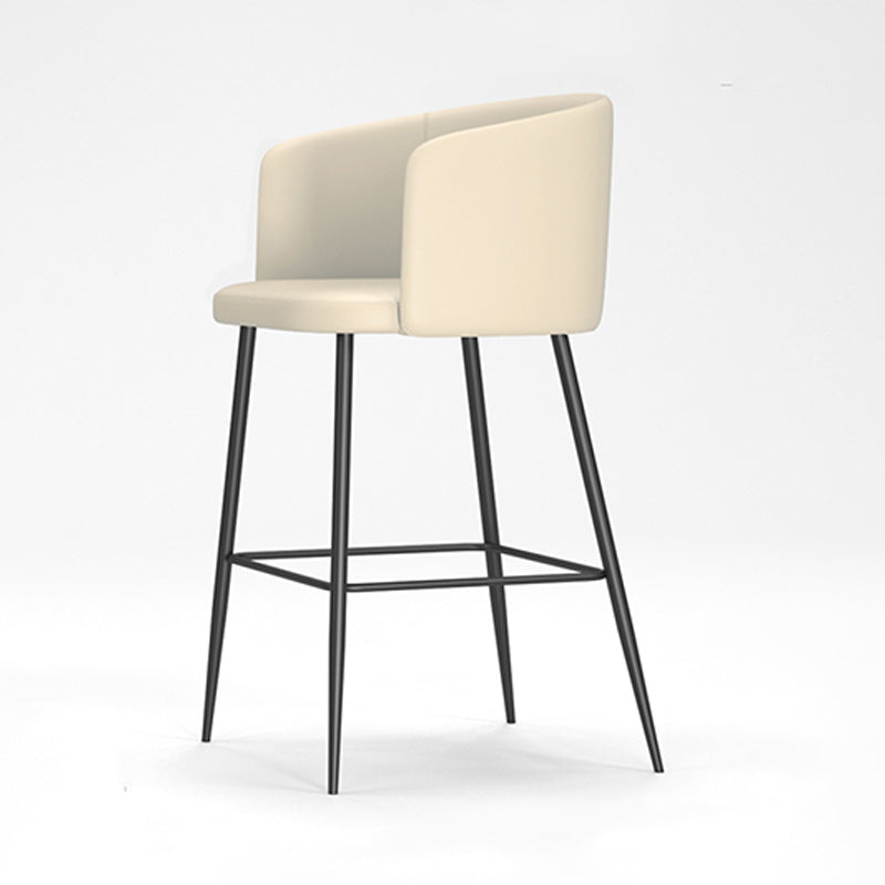 Modern Bar Stool Leather Backrest Bar Stools for Dining Room with Metal Legs