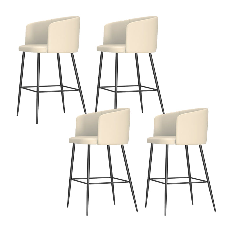 Modern Bar Stool Leather Backrest Bar Stools for Dining Room with Metal Legs
