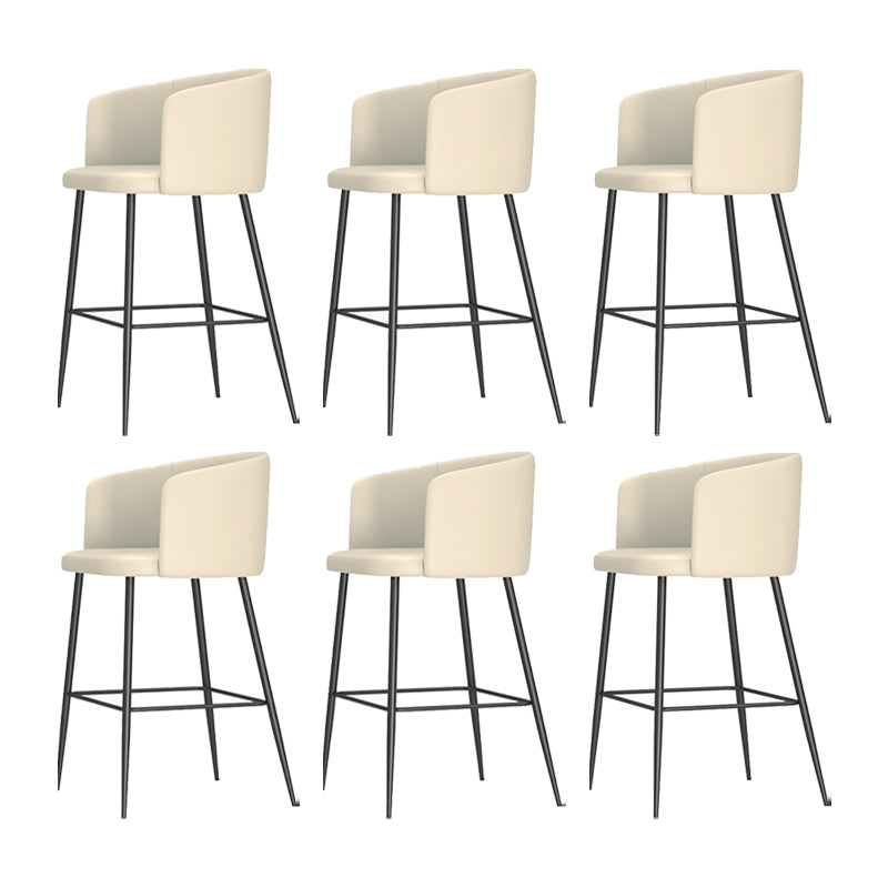 Modern Bar Stool Leather Backrest Bar Stools for Dining Room with Metal Legs