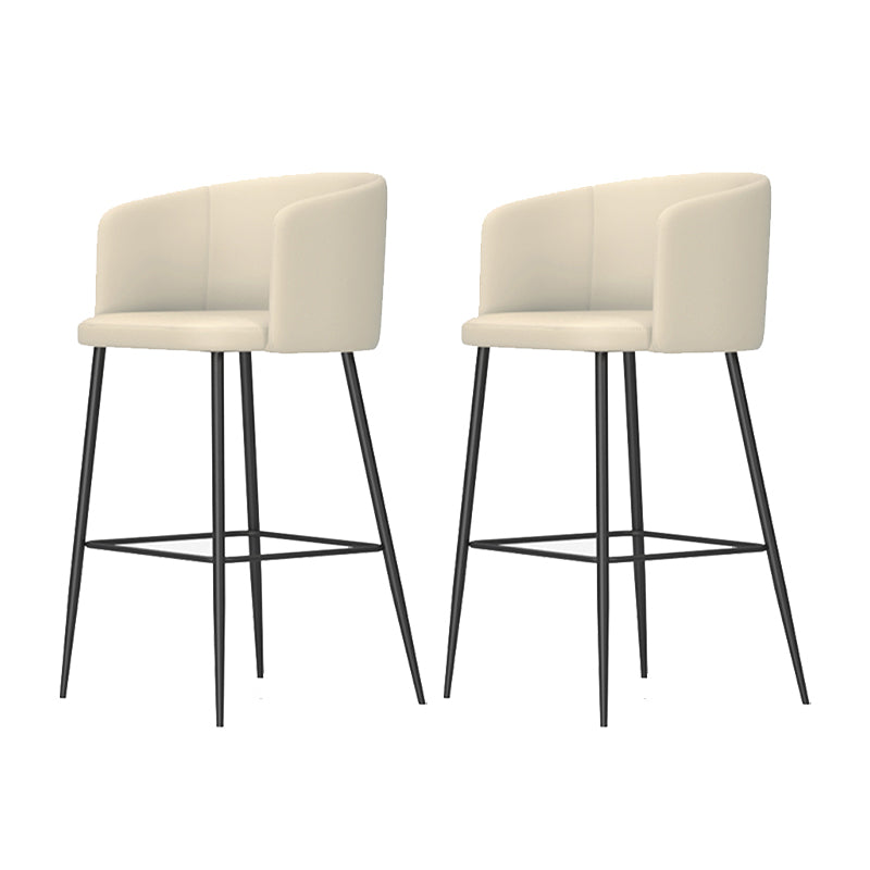 Modern Bar Stool Leather Backrest Bar Stools for Dining Room with Metal Legs