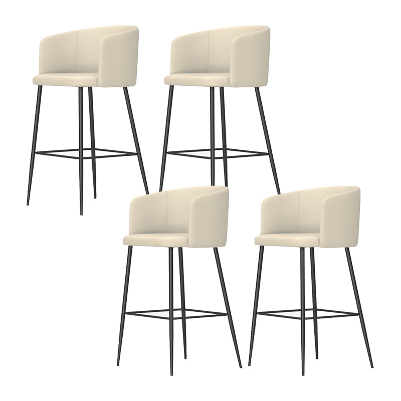 Modern Bar Stool Leather Backrest Bar Stools for Dining Room with Metal Legs