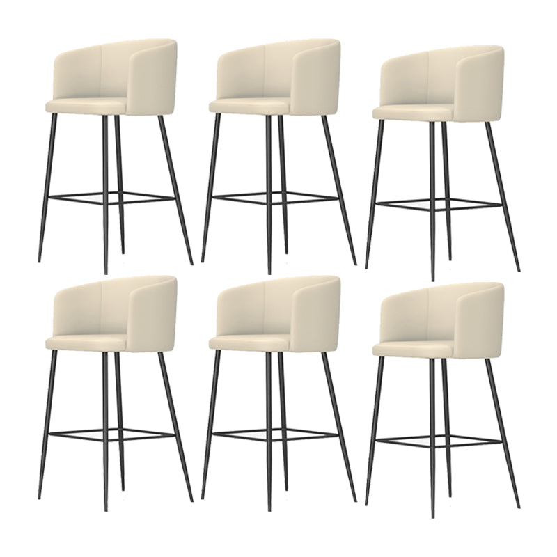 Modern Bar Stool Leather Backrest Bar Stools for Dining Room with Metal Legs