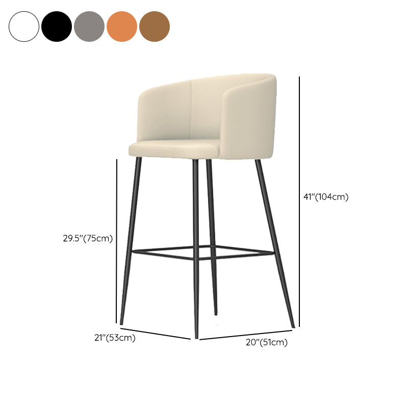 Modern Bar Stool Leather Backrest Bar Stools for Dining Room with Metal Legs