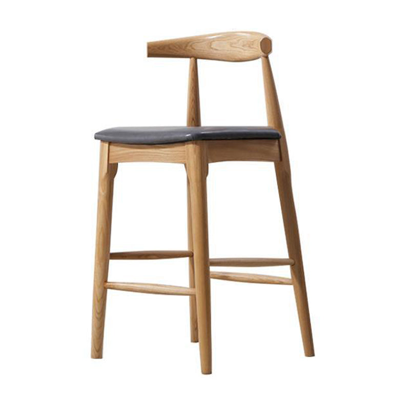 Faux Leather Dining Stools Industrial Bar Stool with Wood Base