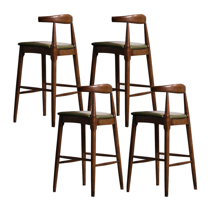 Faux Leather Dining Stools Industrial Bar Stool with Wood Base