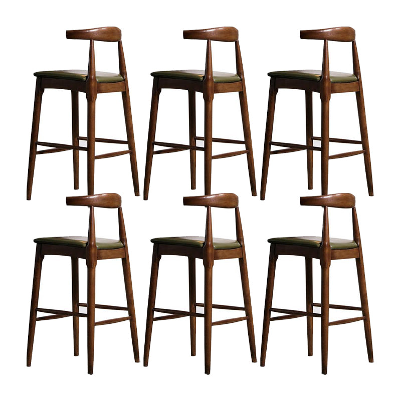 Faux Leather Dining Stools Industrial Bar Stool with Wood Base