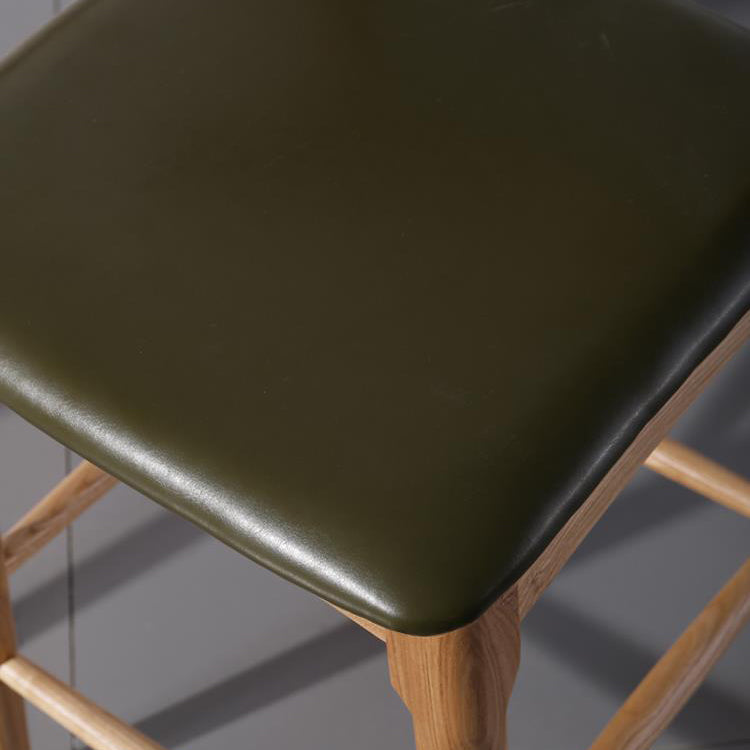 Faux Leather Dining Stools Industrial Bar Stool with Wood Base