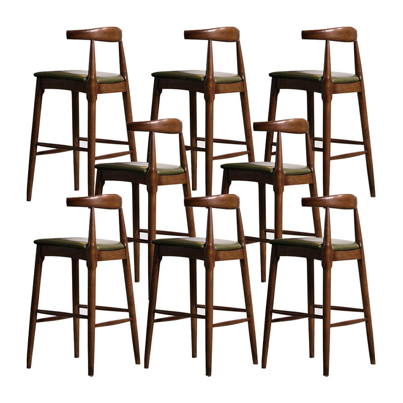 Faux Leather Dining Stools Industrial Bar Stool with Wood Base