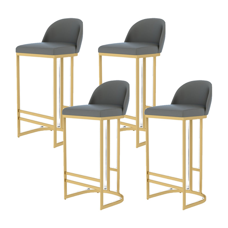 Glam Armless Backrest Counter Stool Iron Bar Stool with Pedal for Kitchen