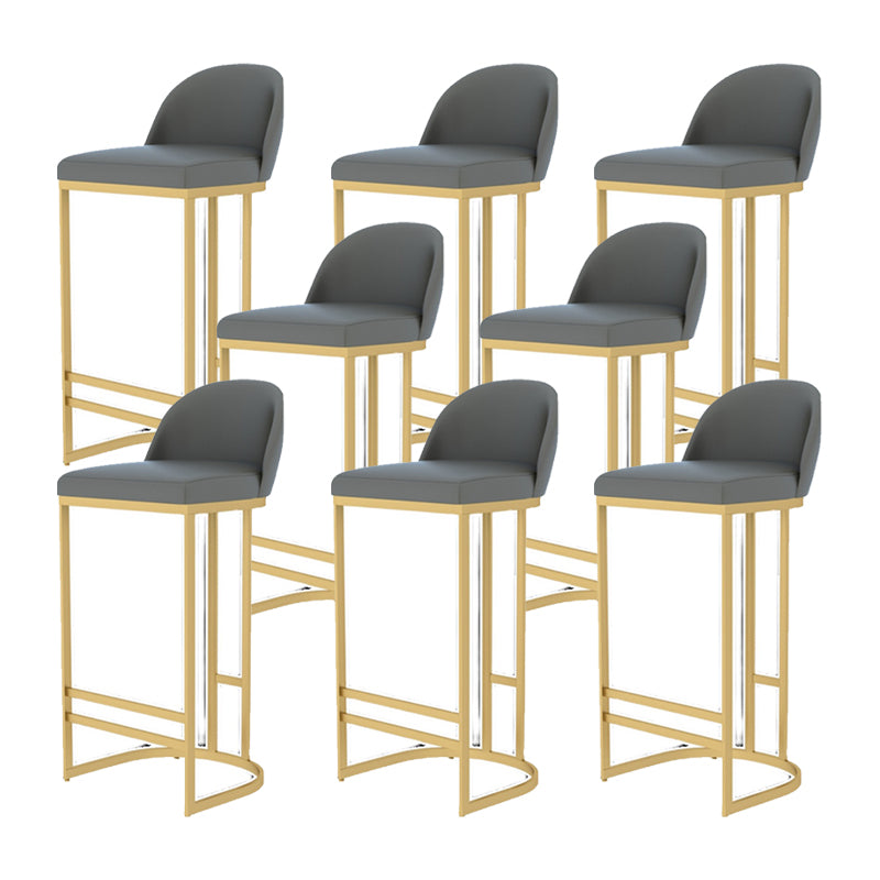 Glam Armless Backrest Counter Stool Iron Bar Stool with Pedal for Kitchen