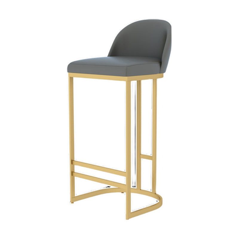 Glam Armless Backrest Counter Stool Iron Bar Stool with Pedal for Kitchen