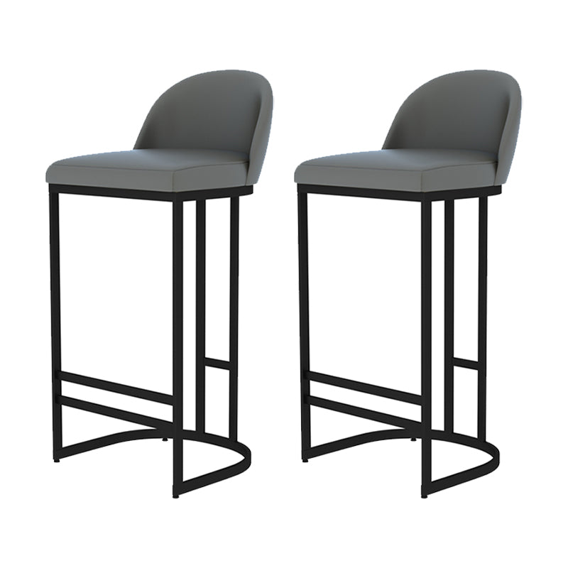 Glam Armless Backrest Counter Stool Iron Bar Stool with Pedal for Kitchen