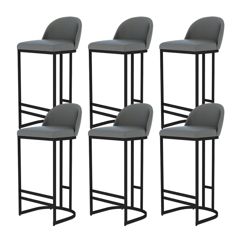 Glam Armless Backrest Counter Stool Iron Bar Stool with Pedal for Kitchen