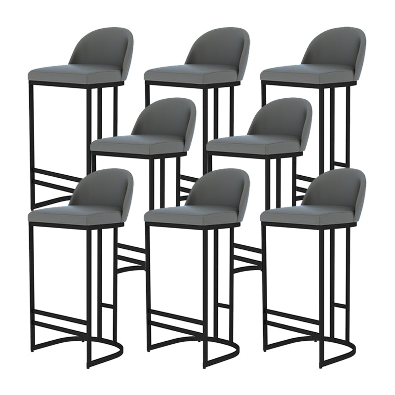 Glam Armless Backrest Counter Stool Iron Bar Stool with Pedal for Kitchen