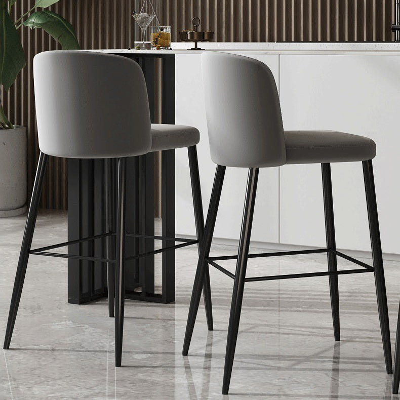 Industrial Style Counter Stool Upholstered Living Room Bar Stool with  Metal Legs