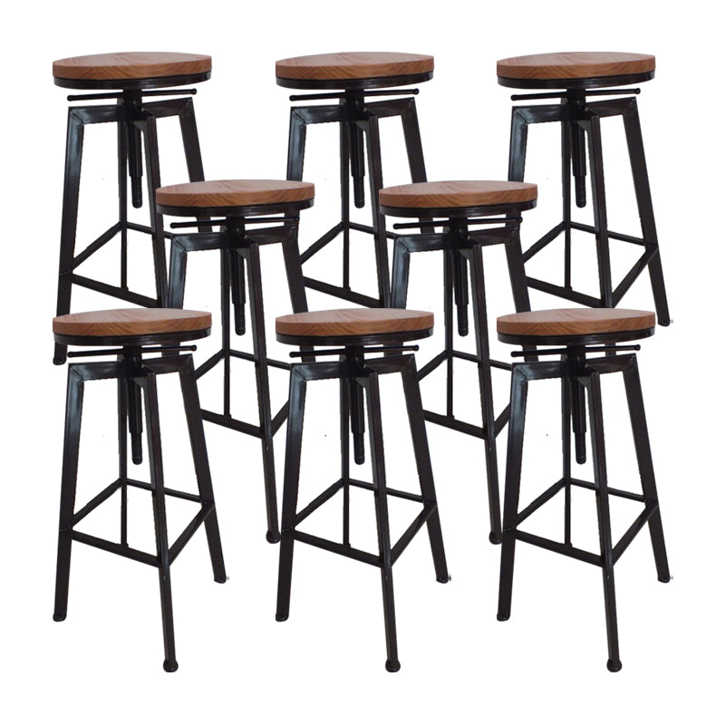 Modern Backless Barstool Wooden Counter Bar Stool with Metal Legs