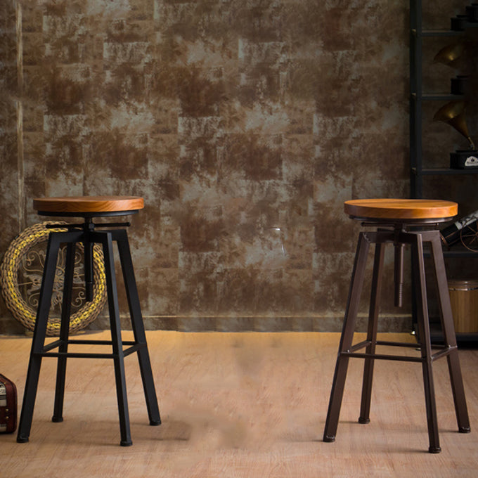 Modern Backless Barstool Wooden Counter Bar Stool with Metal Legs