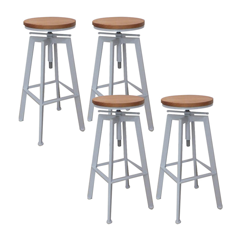 Modern Backless Barstool Wooden Counter Bar Stool with Metal Legs