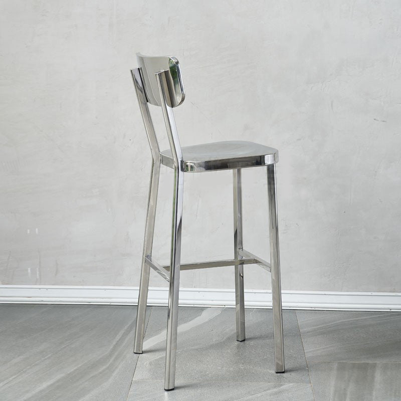 Industrial Style Counter Stool Silver Metal Barstool for Living Room