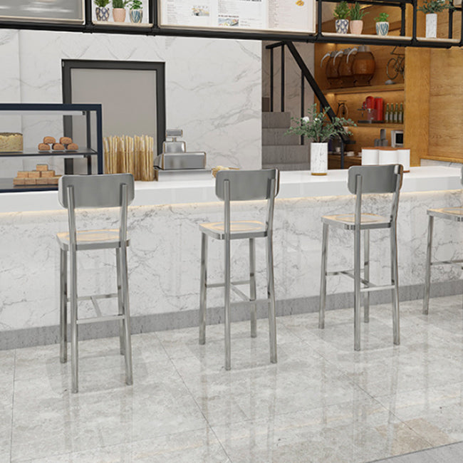 Industrial Style Counter Stool Silver Metal Barstool for Living Room