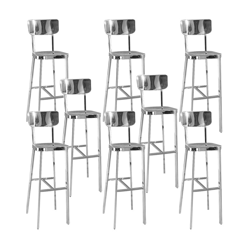 Industrial Style Counter Stool Silver Metal Barstool for Living Room