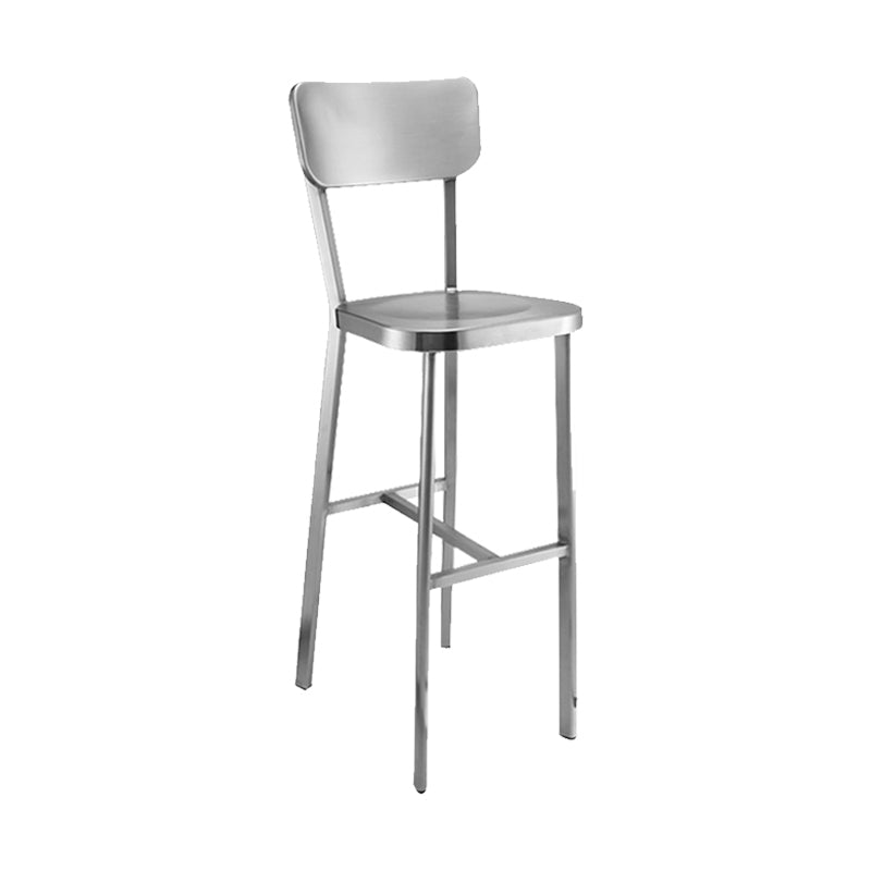 Industrial Style Counter Stool Silver Metal Barstool for Living Room