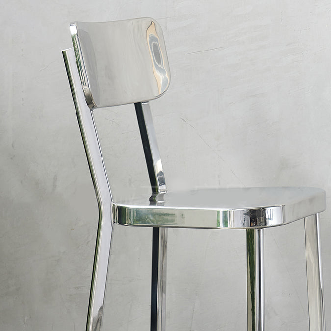 Industrial Style Counter Stool Silver Metal Barstool for Living Room