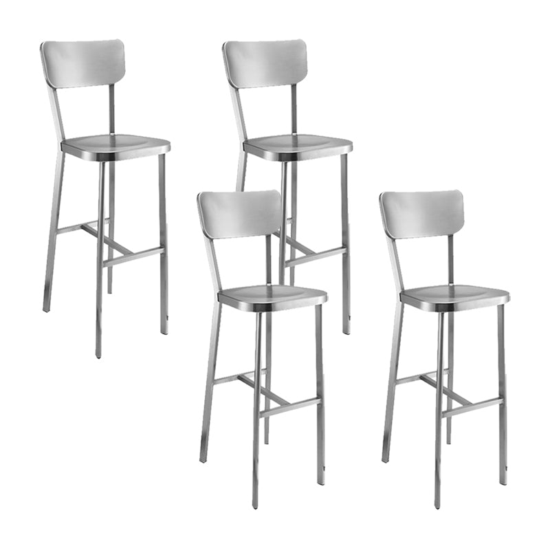 Industrial Style Counter Stool Silver Metal Barstool for Living Room