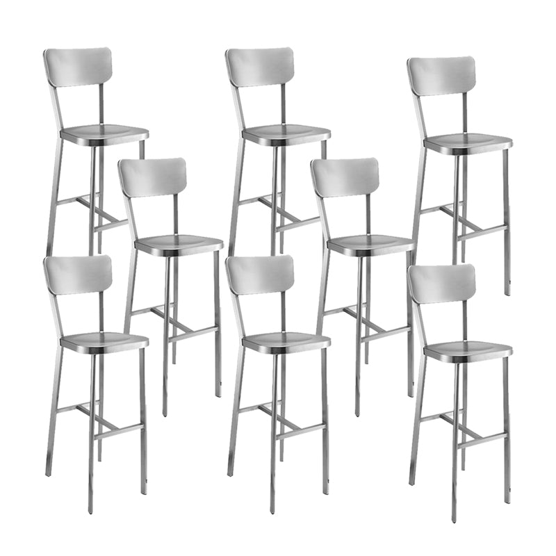 Industrial Style Counter Stool Silver Metal Barstool for Living Room